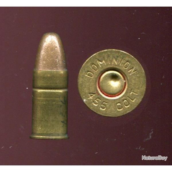 .455 Colt - Rare en Europe - balle plomb cuivr� - marquage : DOMINION 455 COLT - neutralis�e