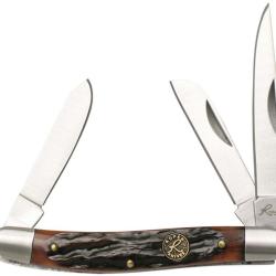 Couteau de Poche Roper Knives Stockman Lame Acier 1065 carbone Manche Os brun Slip Joint RP0001CBB