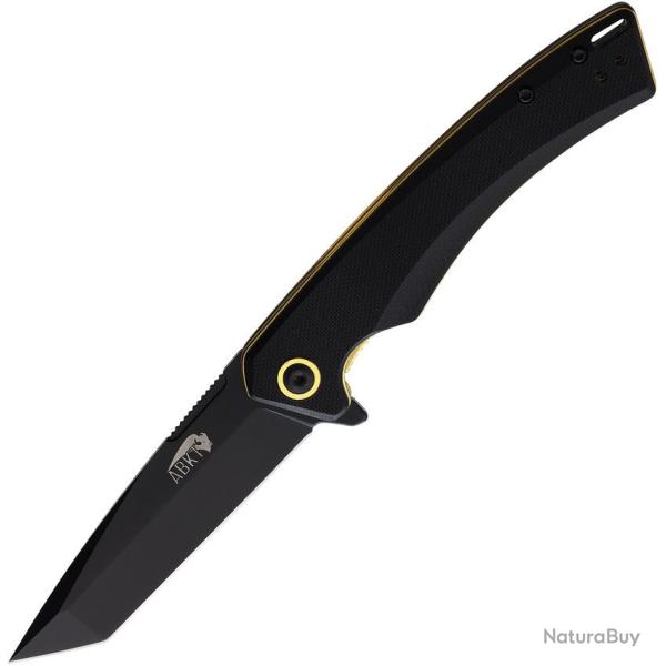 Couteau Pliant ABKT Tac Night Stroke Lame Acier D2 Noire Tanto Manche G10 Noir Linerlock AB1040B
