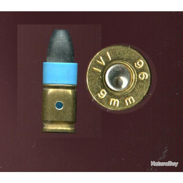9 mm Parabellum de tir r�duit � r�armement assist� - �tui laiton et plastique bleu