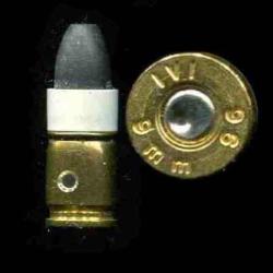 9 mm Parabellum de tir r&eacute;duit &agrave; r&eacute;armement assist&eacute; - - &eacute;tui laiton et plastique blanc