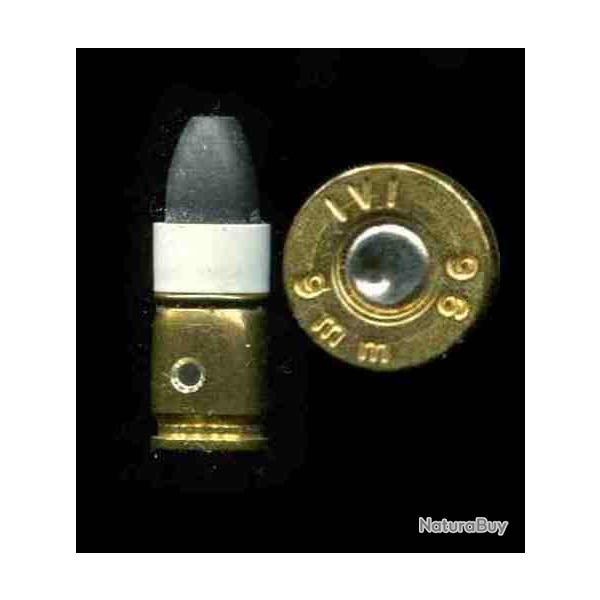 9 mm Parabellum de tir r�duit � r�armement assist� - - �tui laiton et plastique blanc