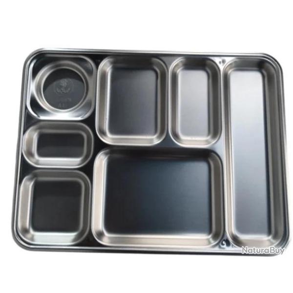 Plateau repas inox Marine Nationale 7 compartiments Guy Degrenne