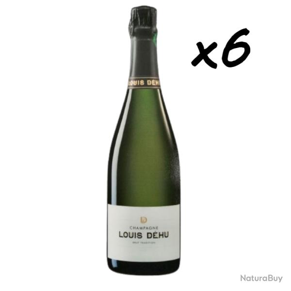 Fin de stock, 6 bouteilles de Champagne Brut Tradition Louis DEHU, fin de stock - Livraison gratuite