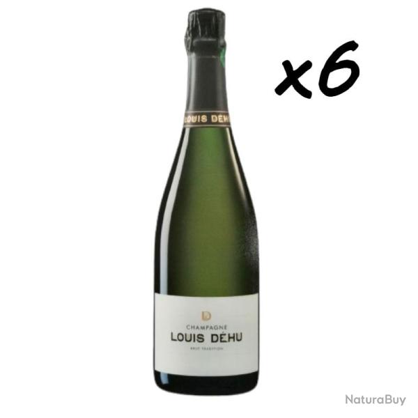 Fin de stock, 6 bouteilles de Champagne Brut Tradition Louis DEHU, fin de stock - Livraison gratuite