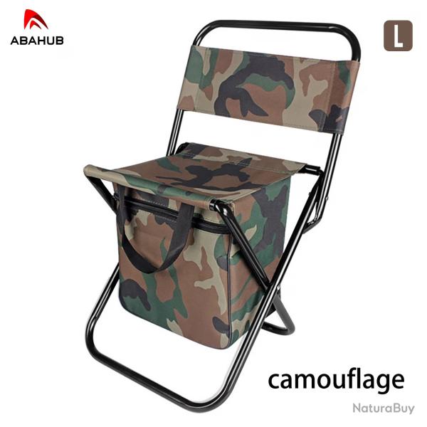 ABAHUB Chaise de camping pliable avec poche et dossier. CAMO