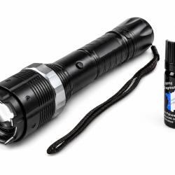 PACK auto-d&eacute;fense Shocker lampe LED rechargeable 4 000 000 V + Bombe gaz poivre 40ml