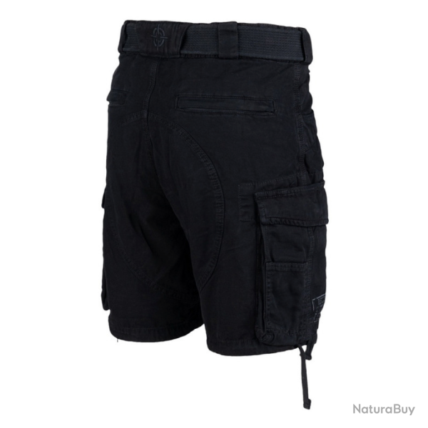 Short Cargo 100% Coton - 7 Poches | Randonn�e & Outdoor (Noir) - S