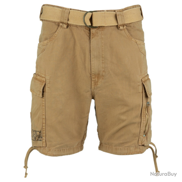 Short Cargo 100% Coton - 7 Poches | Randonn�e & Outdoor (Sable) - M