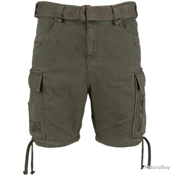 Short Cargo 100% Coton - 7 Poches | Randonn�e & Outdoor (Vert) - 2XL