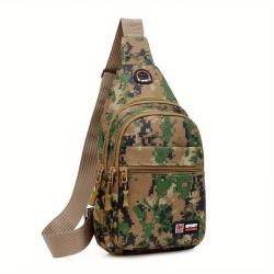 Sac tactique mono&eacute;paule mim&eacute;tique en toile - Vert Camo