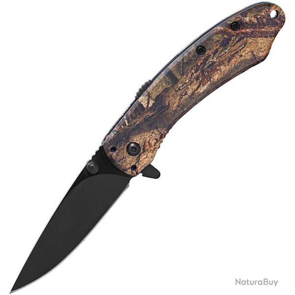 Couteau ABKT Tac Ember Lame Acier 8Cr13MoV Assisted Opening Manche G10 Mossy Oak Camo AB067MCD