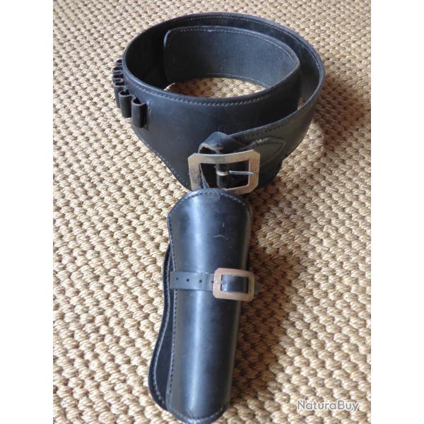 HOLSTER & CEINTURON A CARTOUCHIERE NOIR DE MARQUE JAGER