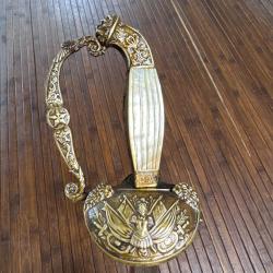 BELLE &Eacute;P&Eacute;E D'OFFICIER SUP&Eacute;RIEUR LAME DE SOLINGEN AUX ARMES DE FRANCE FLEURS DE LYS ET&laquo;&nbsp;VIVE LE ROI&nbsp;&raquo;