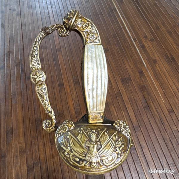 BELLE �P�E D'OFFICIER SUP�RIEUR LAME DE SOLINGEN AUX ARMES DE FRANCE FLEURS DE LYS ET��VIVE LE ROI��