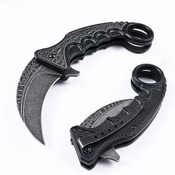 Couteau Rite Edge Gothic Karambit Lame Acier 3Cr13 Griffe Black Manche ABS Linerlock Clip 612bk