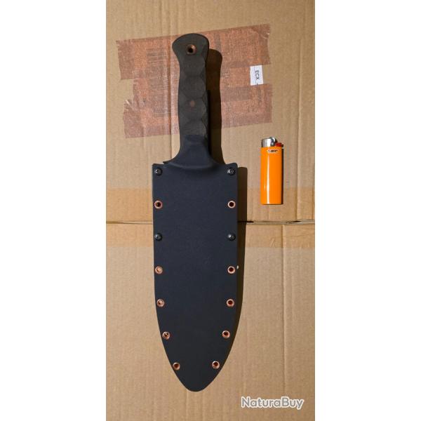 Couteau Wenger Blades Hand Crafted OSS - (Smatchet XXL) - 3V - Black Linen Sculpted Micarta - USA