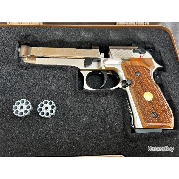 Beretta 92fs bronze et bois. �tat quasi neuf. Magnifique ! Cal.4,5 4J. Mallette Nuprol