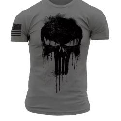 T-Shirt streetwear Am&eacute;ricain Style PUNISHER coloris Gris ENCHERE 1 EURO