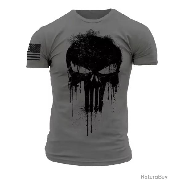 T-Shirt streetwear Am�ricain Style PUNISHER coloris Gris ENCHERE 1 EURO