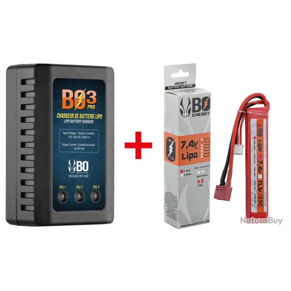 Pack batterie LiPo BO 7.4V Mini Tamiya ou T-Dean airsoft