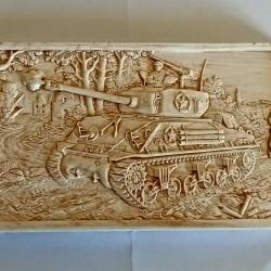 Bas relief du Char Sherman avec son support