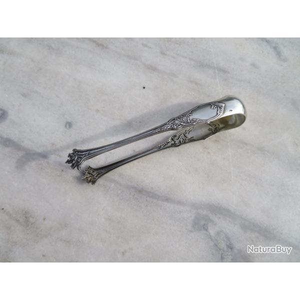 Ancienne Pince � sucre ou � gla�on en argent massif � d�cor de feuillages et pattes de lion (XIX�)