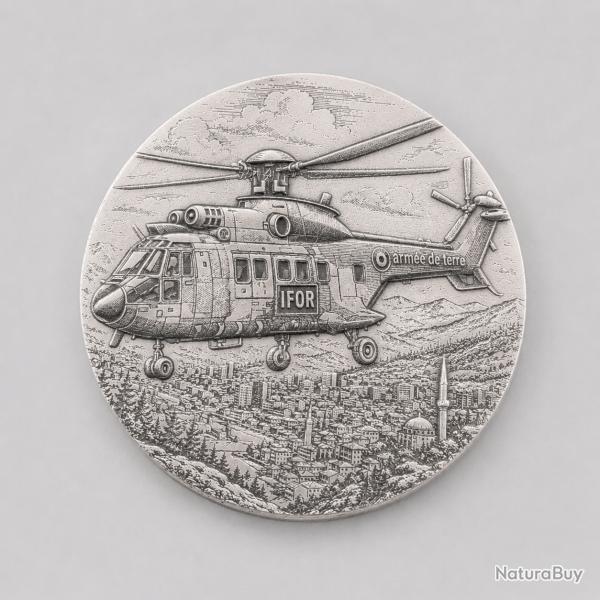 M�daille militaire bronze FIA Brigade Sarajevo IFOR - helicoptere AS532 Cougar ALAT Bosnie