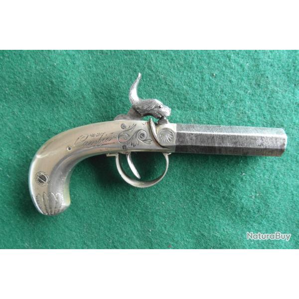 Beau pistolet � percussion tout m�tal sign� Cambier