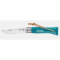 Couteau pliant OPINEL baroudeur N&deg; 06 turquoise avec lien en cuir