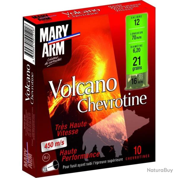 CARTOUCHE DE CHASSE MARY ARM VOLCANO CHEVROTINE 21GR HP CALIBRE CAL 12