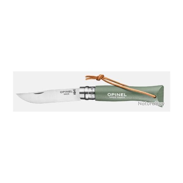 Couteau pliant OPINEL baroudeur N� 06 sauge avec lien en cuir