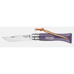 Couteau pliant OPINEL baroudeur N&deg; 06 violet gris avec lien en cuir