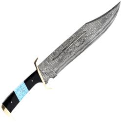 Couteau fixe de chasse et outdoor Rite Edge Azure Wave Bowie lame damas