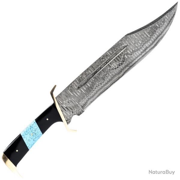 Couteau fixe de chasse et outdoor Rite Edge Azure Wave Bowie lame damas