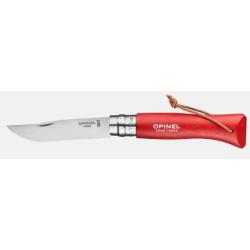 Couteau pliant OPINEL baroudeur N&deg; 08 rouge avec lien en cuir