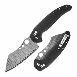 Couteau Oknife Sentry R1 Lame Sheepsfoot Acier Damas Manche Micarta Noir Crossbar OKNSENTRYR1BLK