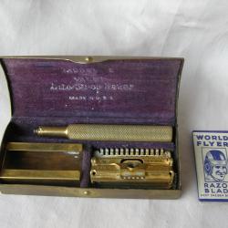 WW1/WW2/POSTWAR US RASOIR MILITAIRE AM&Eacute;RICAIN " VALET " COMPLET DANS SA BOITE EN M&Eacute;TAL
