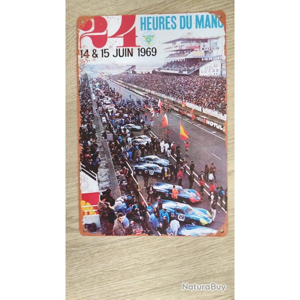 PLAQUE PUBLICITAIRE METAL 24 HEURES DU MANS 1969