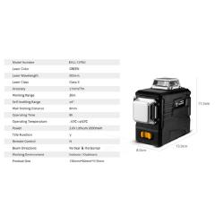 Niveau Laser Rotatif 360 Auto Nivelant 3D 12 Lignes -DKLL12PB2 SET1