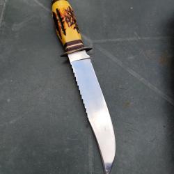 Couteau bowie de chasse vintage Icel Benedita avec scie.