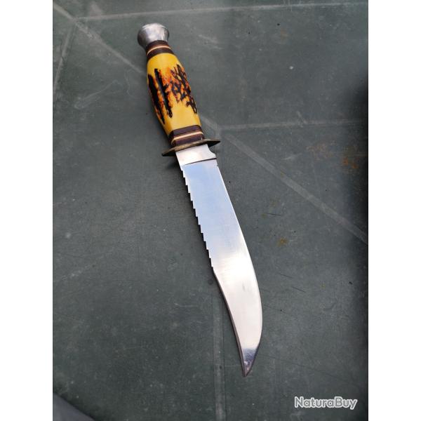 Couteau bowie de chasse vintage Icel Benedita avec scie.