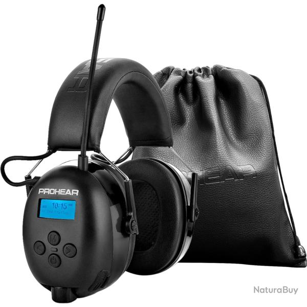 Casque Anti Bruit PROHEAR 033A Bluetooth 5.3 Radio DAB+ FM Rechargeable SNR 31dB Noir