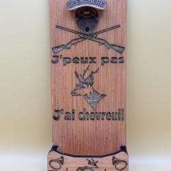 D&eacute;capsuleur mural artisanal &laquo; Chasse &raquo; ? Humour chasse au chevreuil ??
