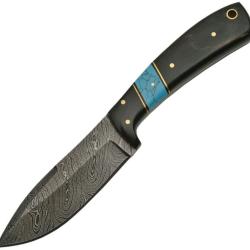 Couteau &agrave; lame Rite Edge lame damas manche bois et turquoise