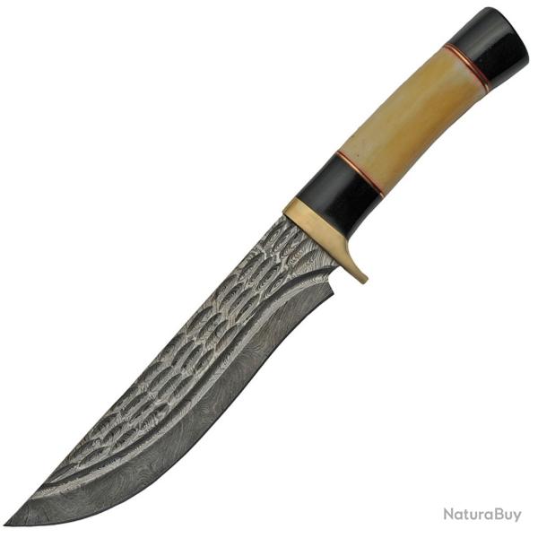 Couteau fixe outdoor et chasse Rite Edge os de chameau et lame damas