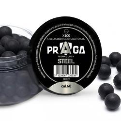 100 billes caoutchouc acier Praga Cal.68