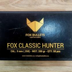 50 Ogives FOX CLASSIC HUNTER sans plomb 9MM 200GR