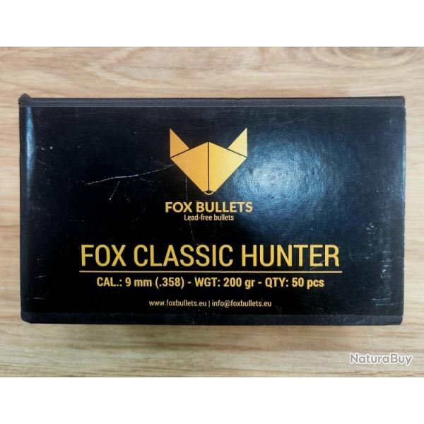 50 Ogives FOX CLASSIC HUNTER sans plomb 9MM 200GR