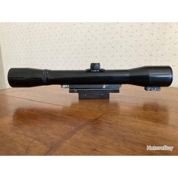 Lunette Allemande 4 x 36 / 81 avec montage en acier , d�rivable pour rail de 11 mm